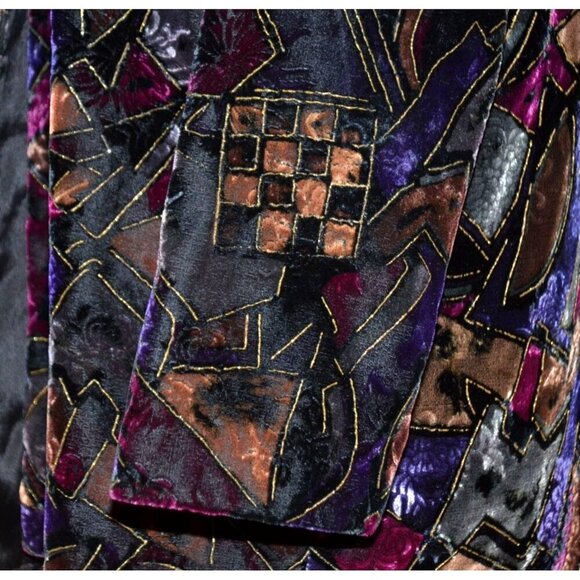 Vintage 80's Tres Paquette Velvet Blazer Jacket Mixed Print Size M Unique Retro - Picture 5 of 10